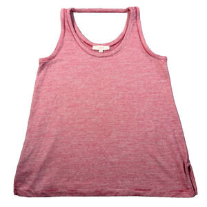 LOFT Striped Knit Tank Top Women's Large Back Cutout Red/White Scoop Neck